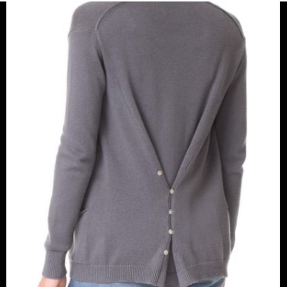 Brochu Walker The Horne Button Back Cashmere Blend Cardigan in Smoke Grey - Picture 3 of 12